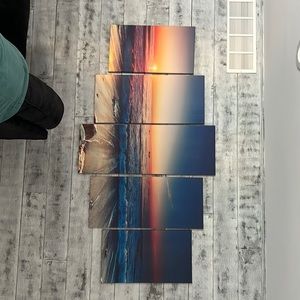 Five panel canvas beach scene